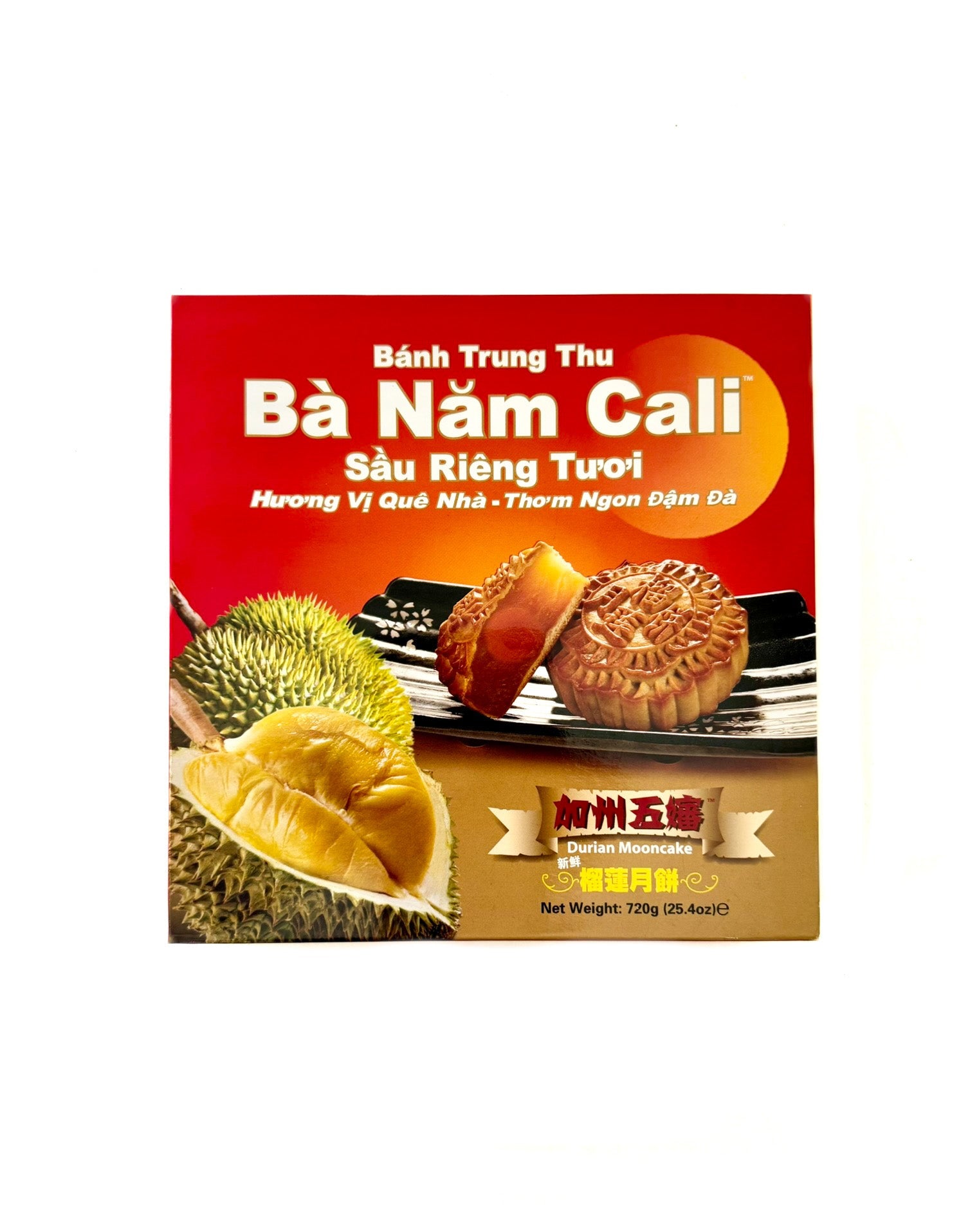 Ba Nam Cali Durian Mooncake with rich durian filling and golden baked pastry crust