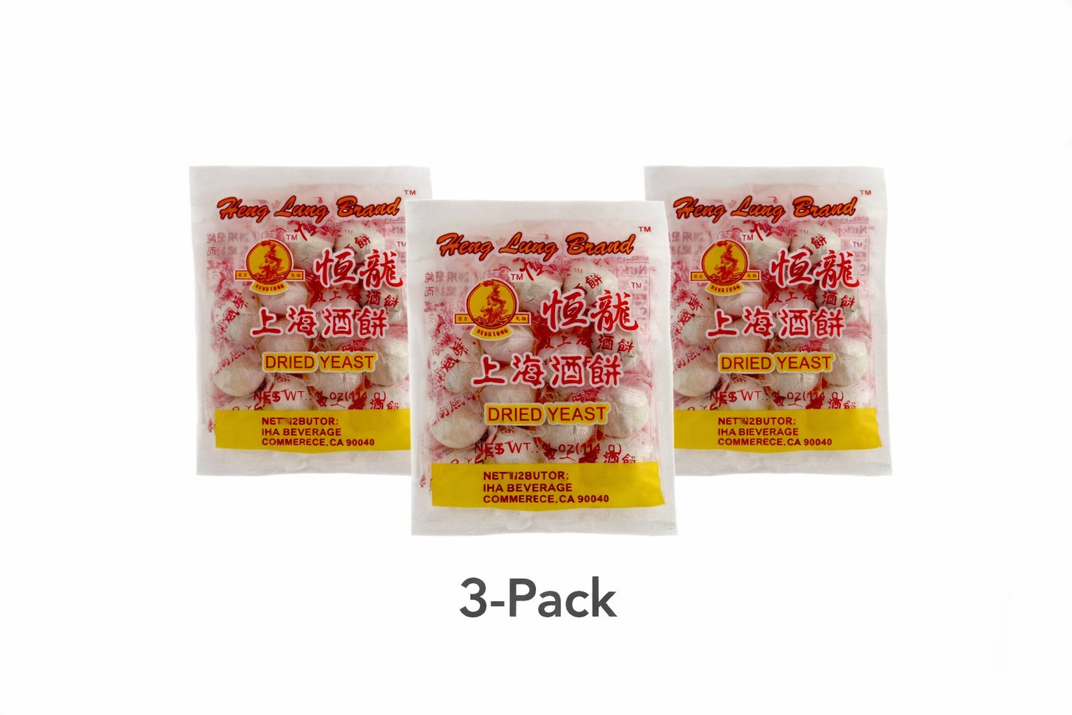 Heng Lung Brand 4 oz 3 pack traditional Chinese jiuqu rice yeast starter fermented rice wine jiu niang dessert glutinous rice culture