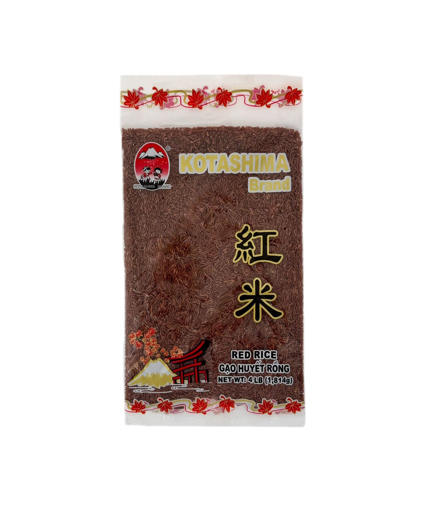 Kotashima premium red rice whole grain nutty unpolished reddish brown rice high fiber antioxidant Asian grain 4 lbs
