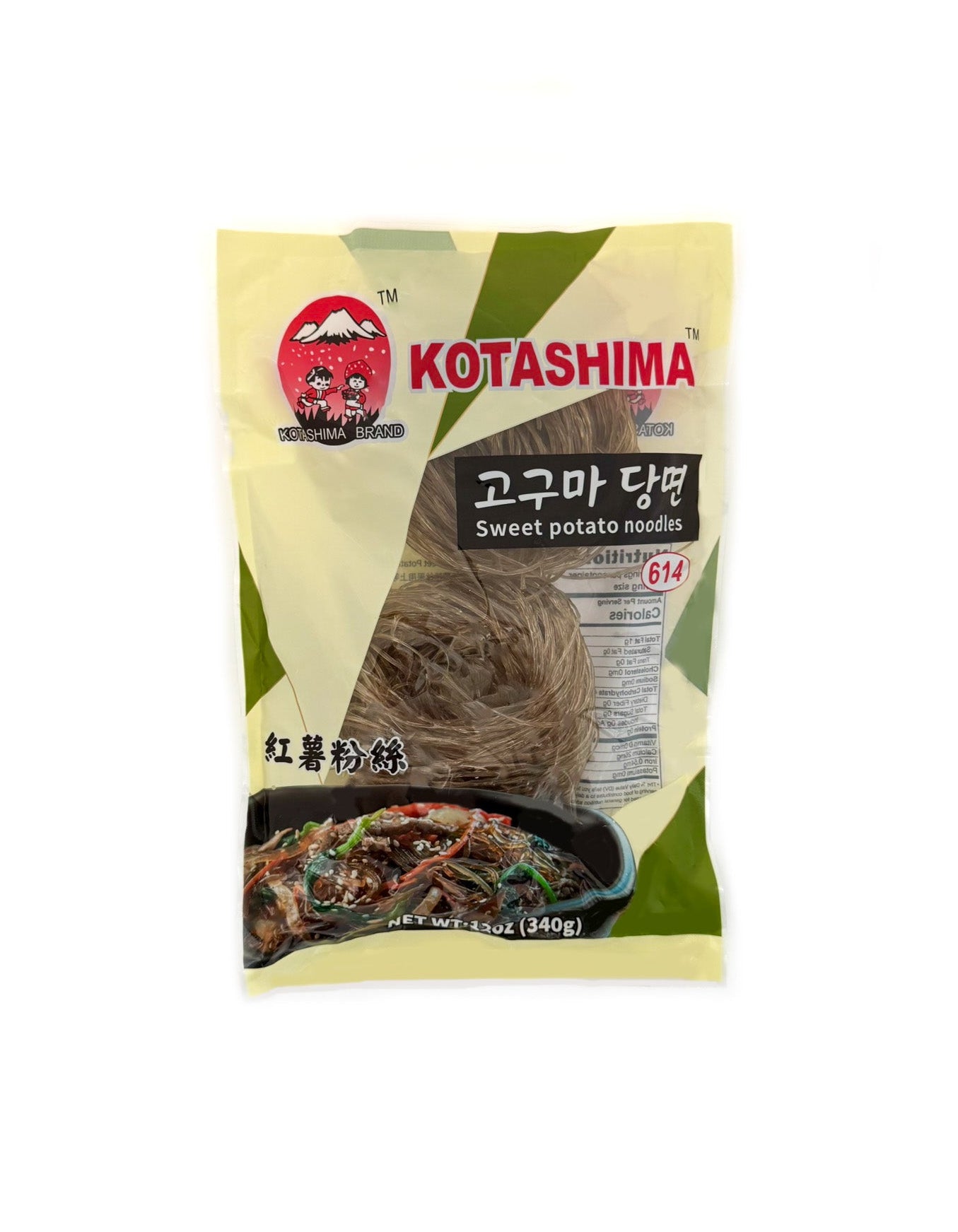 Kotashima sweet potato glass noodles front package Korean japchae vermicelli starch noodles 12 oz 614