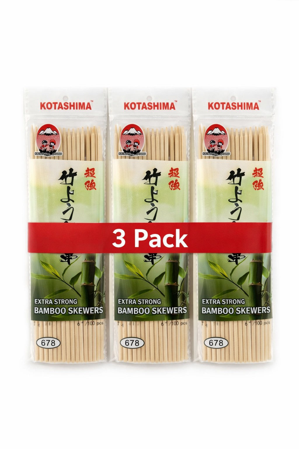 Kotashima Bamboo Skewers 6 in 100 pieces 3 packs